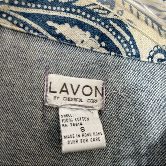 Vintage 80s LAVON Denim print paisley zip up jacket small Rare women’s - Picture 11 of 13